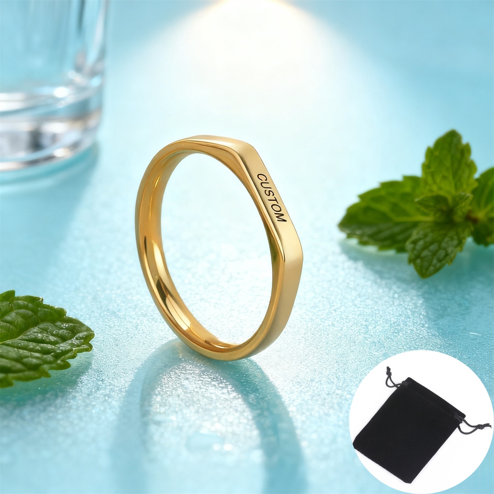 Initial Ring Custom - Customized Date Name Ring Stainless Steel