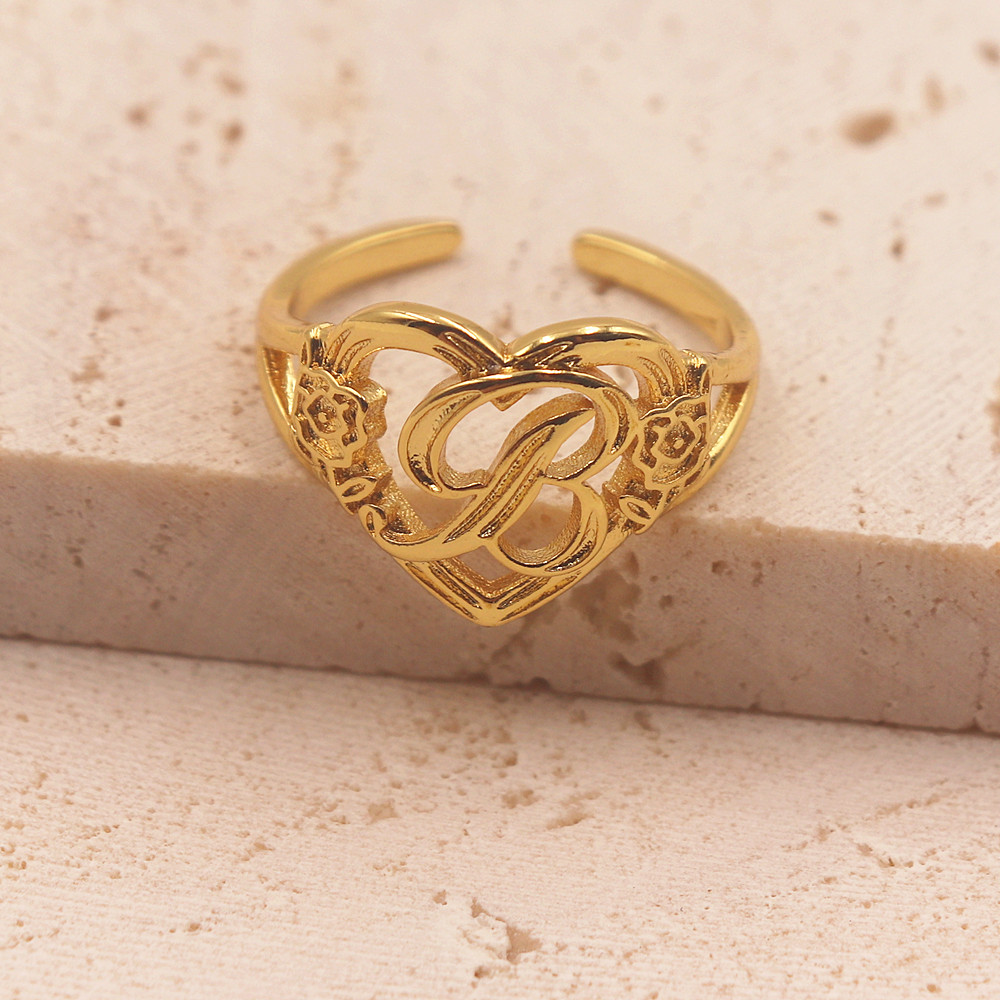 Gold Personalized Initials Hea - Initial Ring Custom avaliação e preço