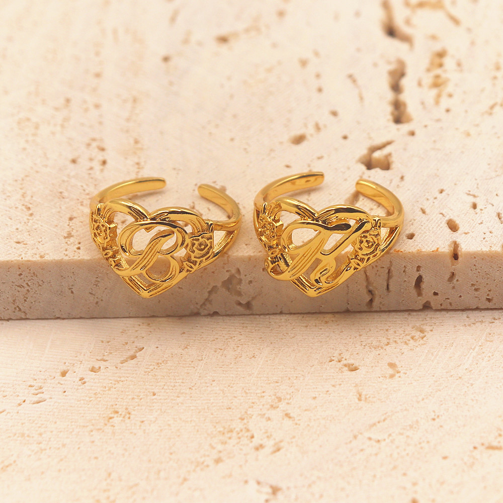 Gold Personalized Initials Hea - Initial Ring Custom avaliação e preço