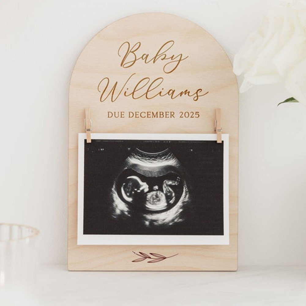 Personalised Pregnancy Announc - Engraved Wood Frame avaliação e preço