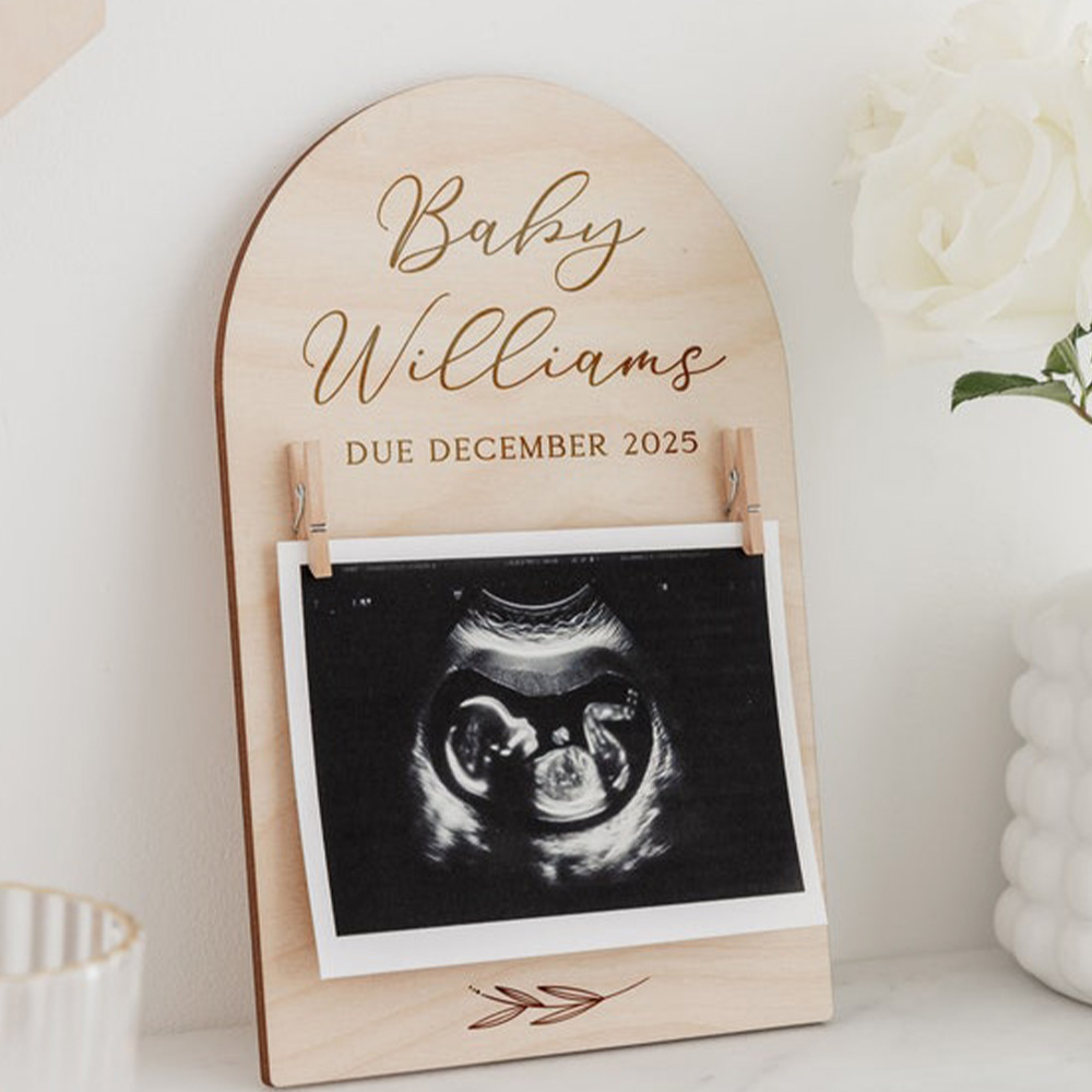 Personalised Pregnancy Announc - Engraved Wood Frame avaliação e preço