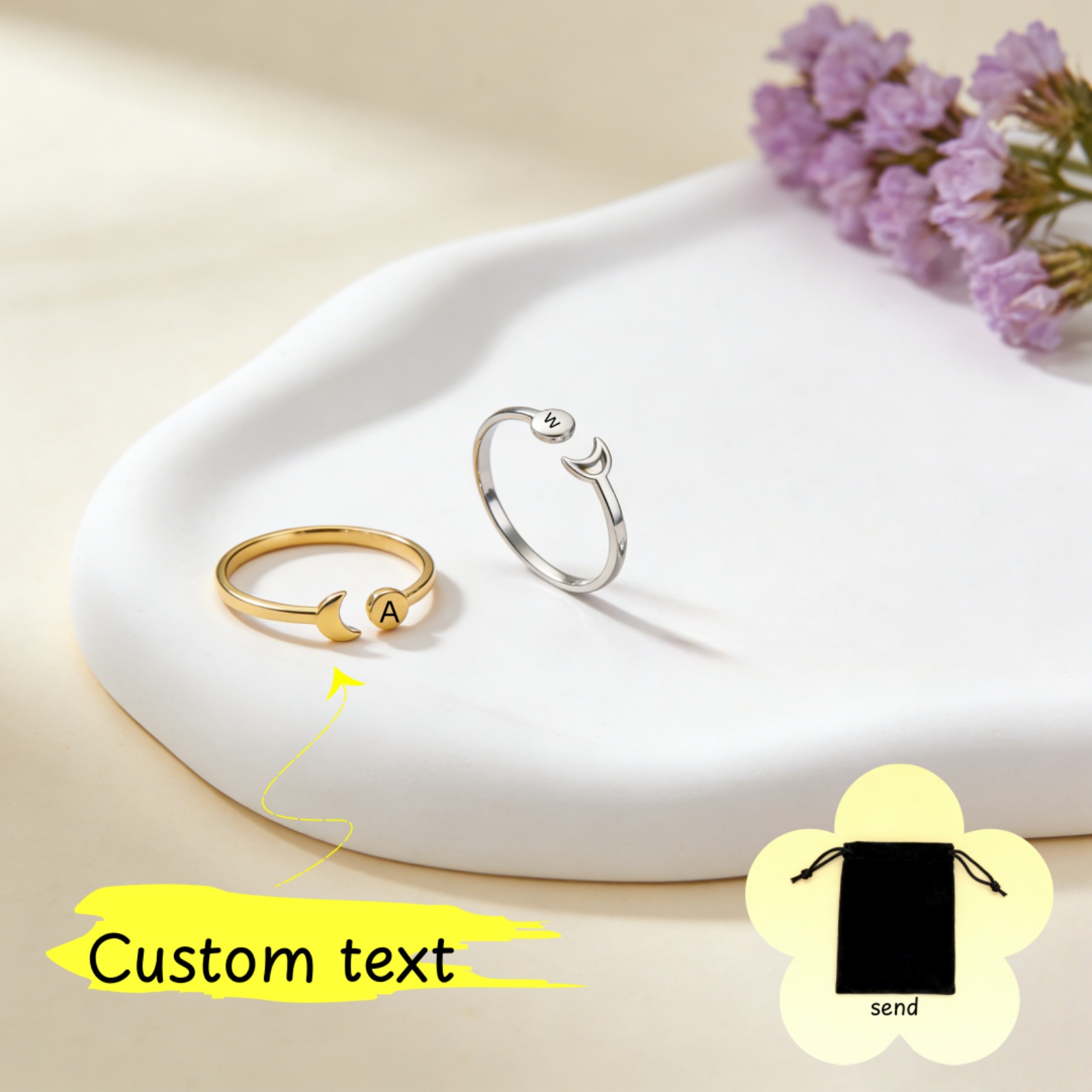 Customized Name A-Z Initial Re - Initial Ring Custom avaliação e preço