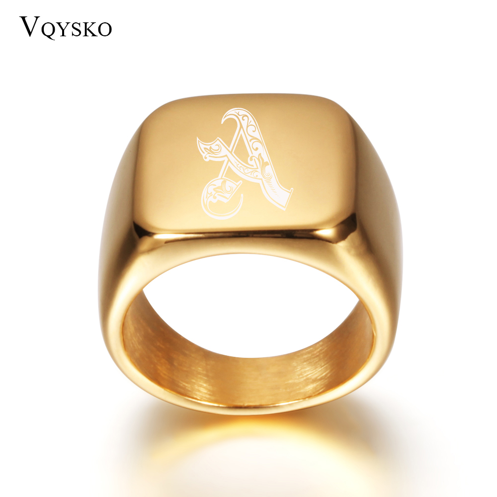 Gold Tone Mens Big Letter Ring - Initial Ring Custom avaliação e preço