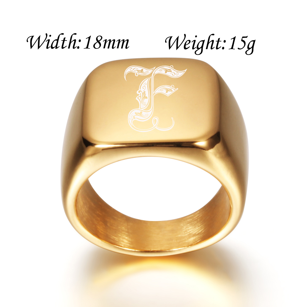 Gold Tone Mens Big Letter Ring - Initial Ring Custom avaliação e preço