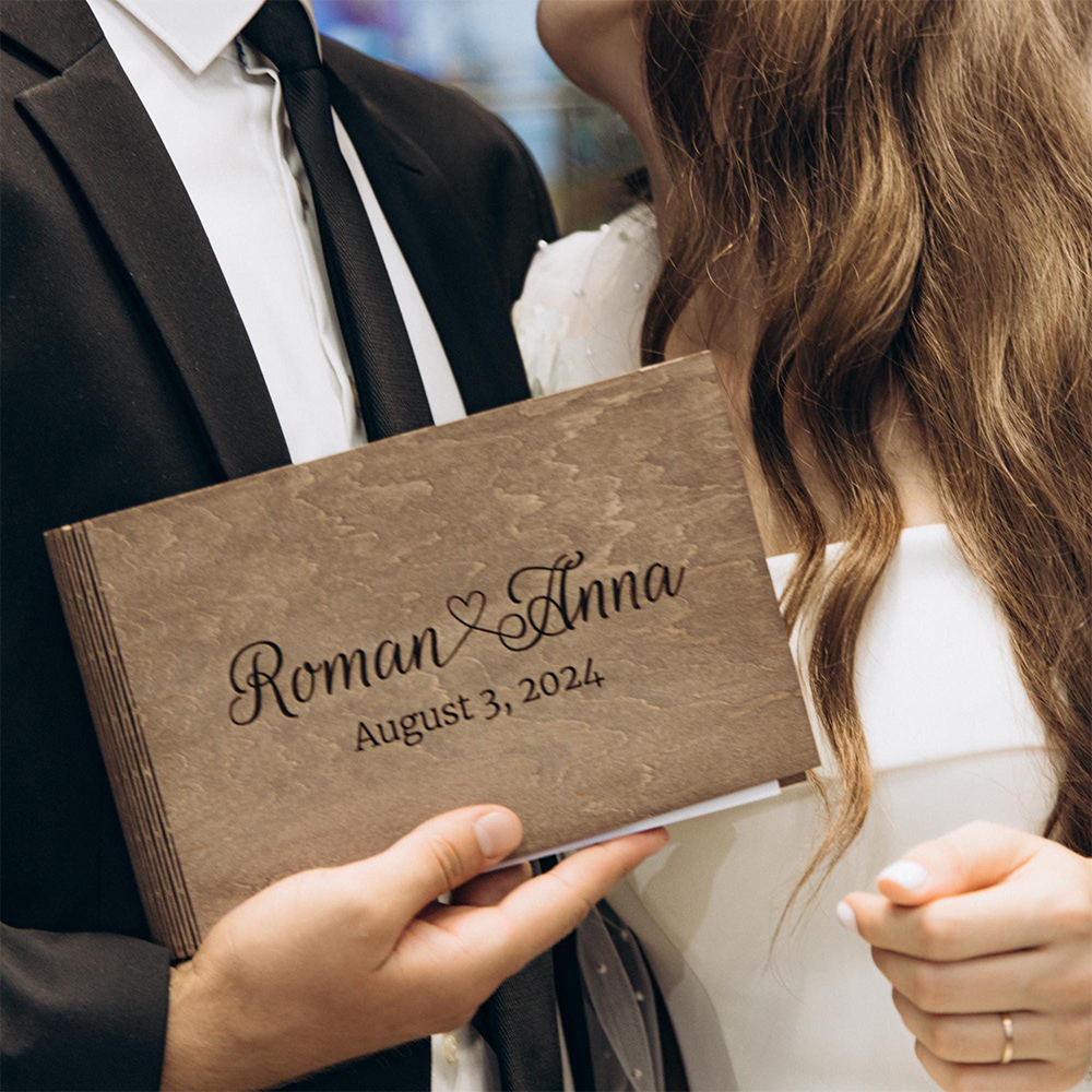 Personalized Wooden GuestBook  - Custom Photo Book avaliação e preço