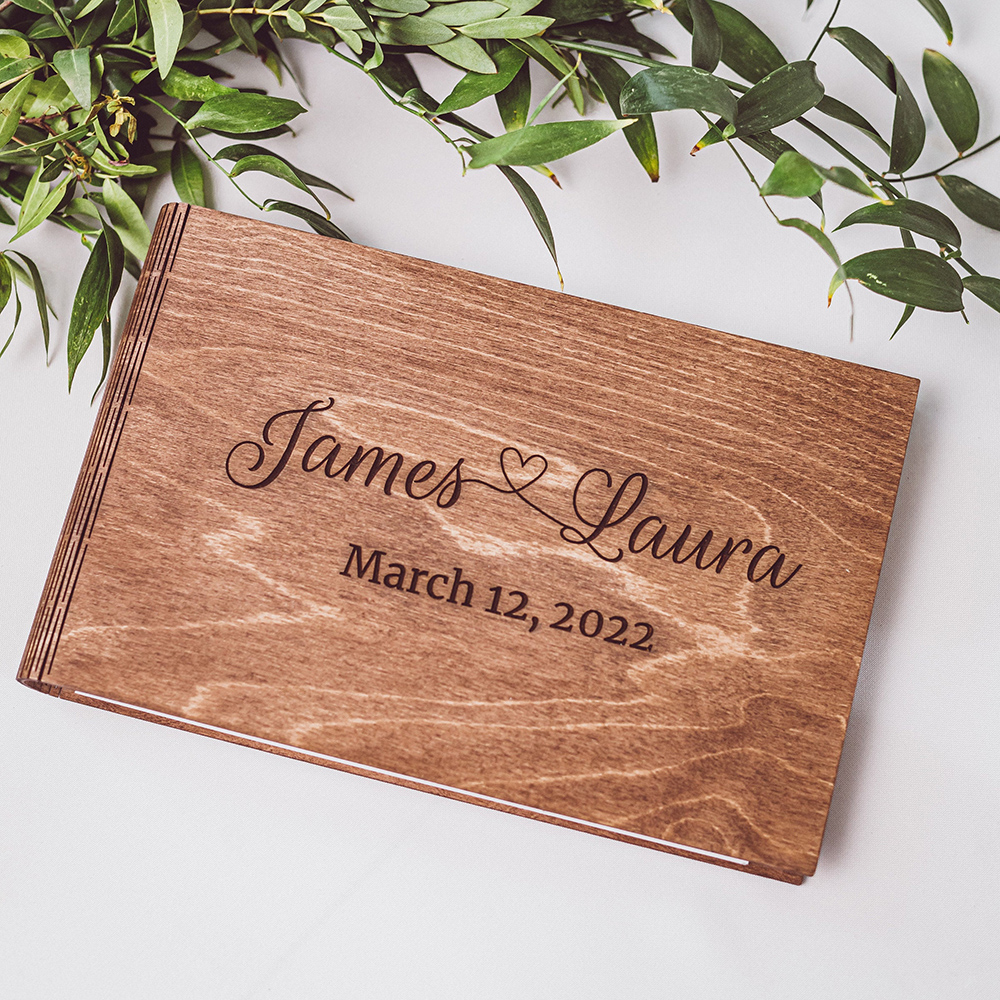 Personalized Wooden GuestBook  - Custom Photo Book avaliação e preço