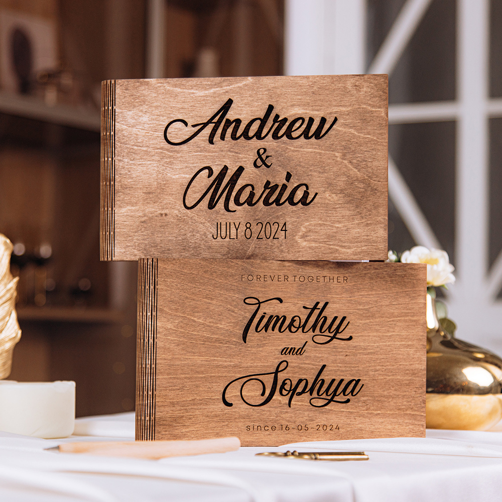 Personalized Wooden GuestBook  - Custom Photo Book avaliação e preço