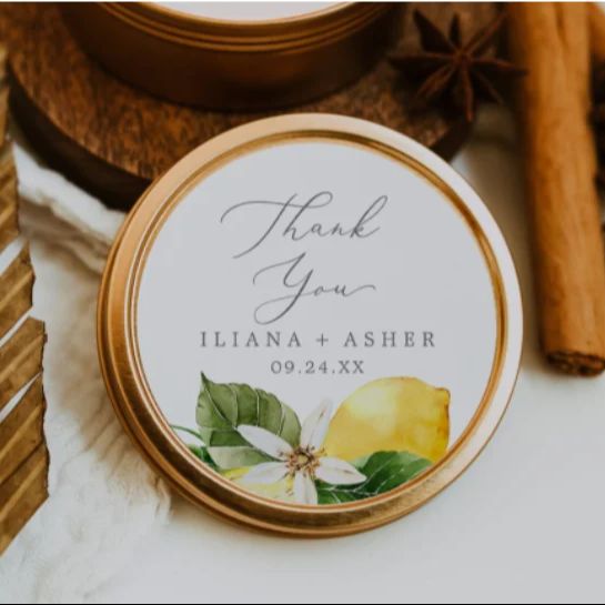 Custom Lemon Wedding Thank You - Personalised Candle Label avaliação e preço