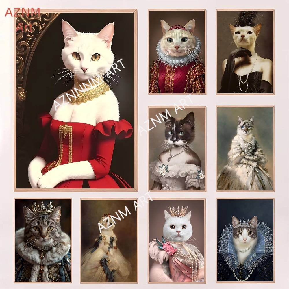 Renaissance Royal Cat Funny Po - Pet Portrait Custom avaliação e preço