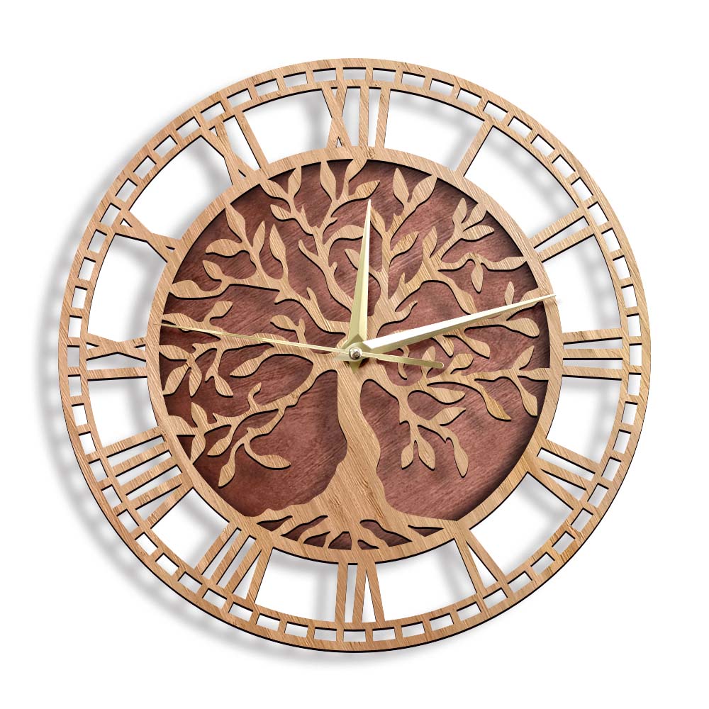 Tree of Life Wooden Wall Clock - Family Tree Print avaliação e preço