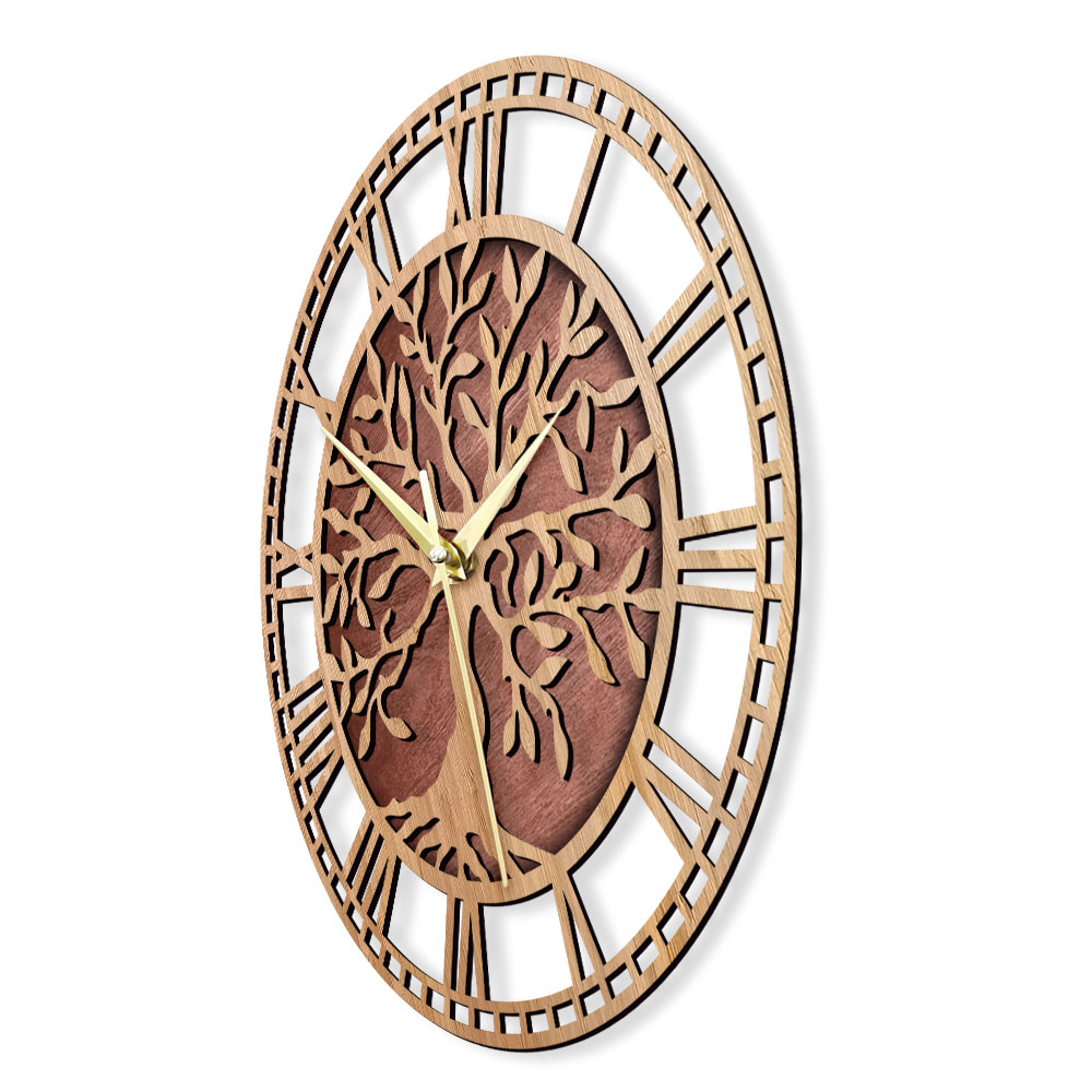 Tree of Life Wooden Wall Clock - Family Tree Print avaliação e preço