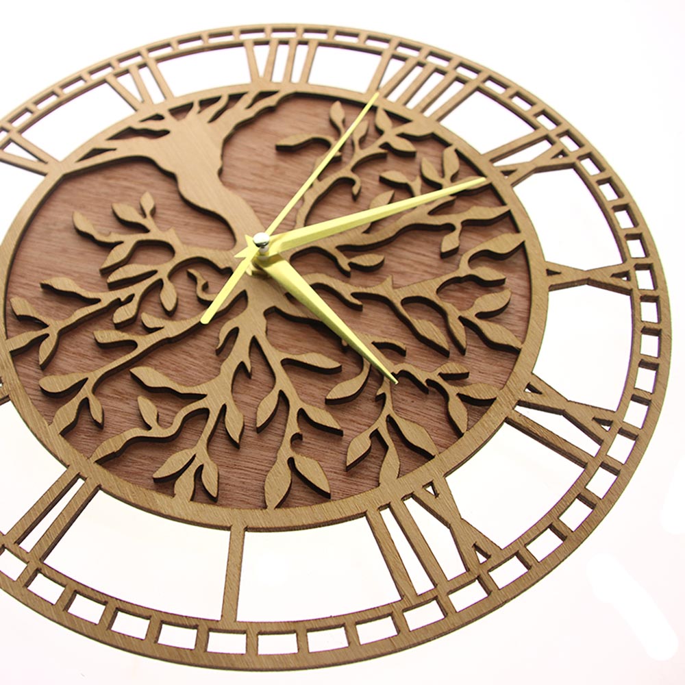 Tree of Life Wooden Wall Clock - Family Tree Print avaliação e preço