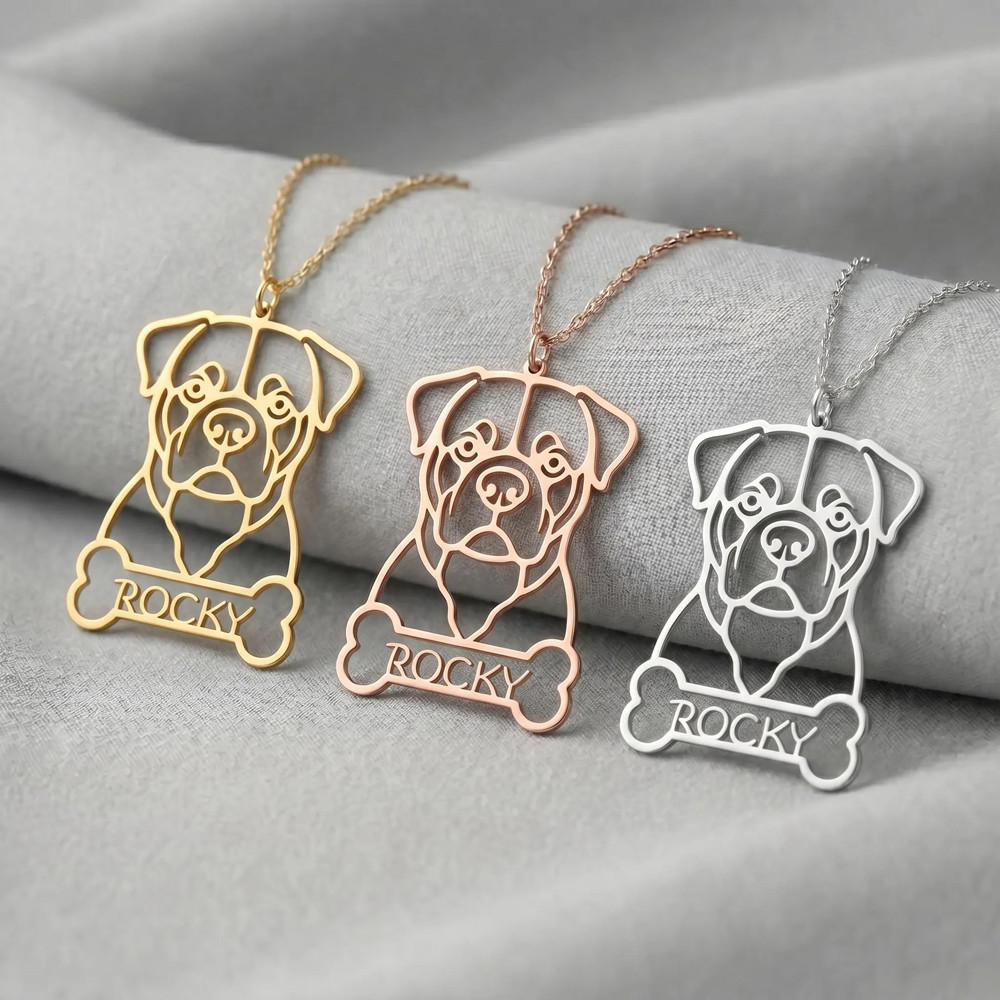 Personalized Custom Dog Breed  - Birth Flower Necklace avaliação e preço