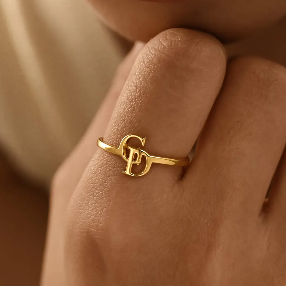Customized Two Letter Ring for - Initial Ring Custom avaliação e preço