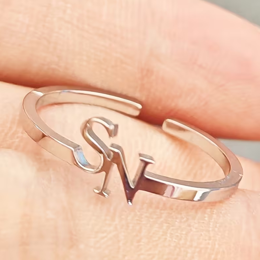Customized Two Letter Ring for - Initial Ring Custom avaliação e preço