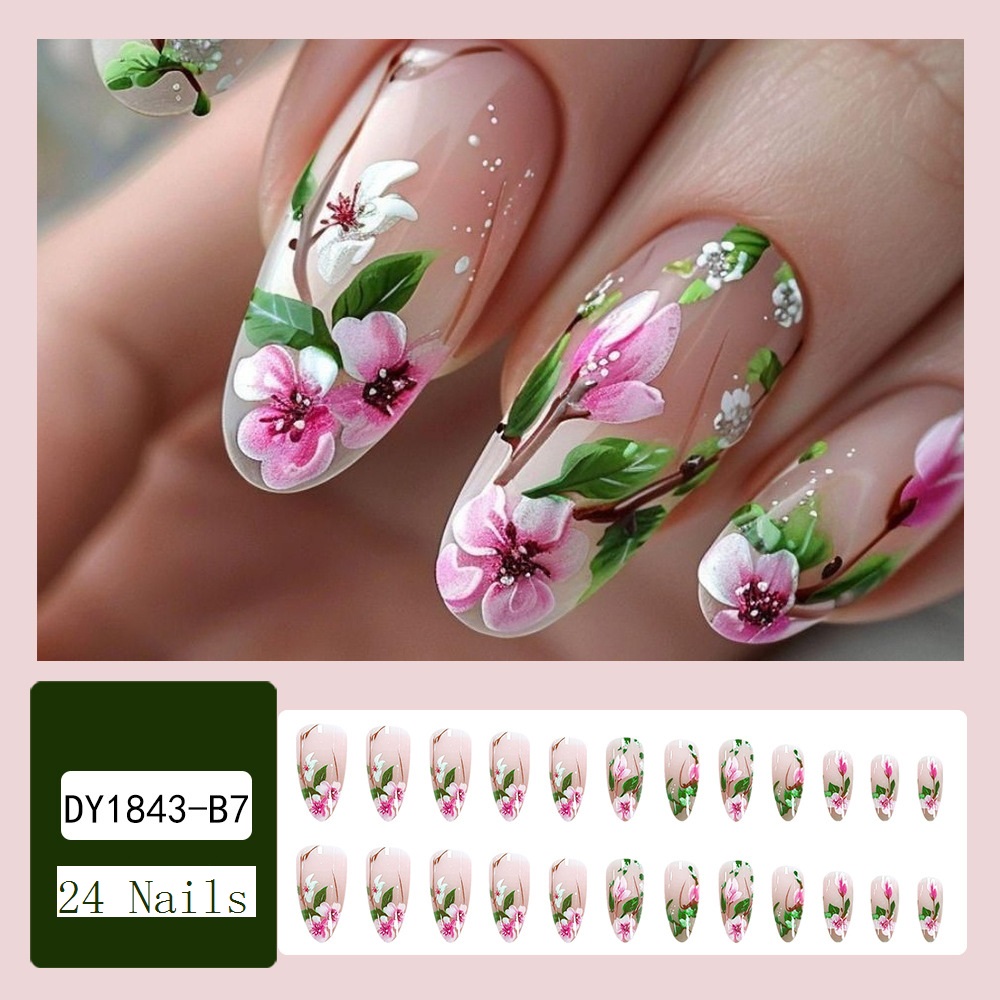 Short Almond Press on Nails 3D - Pressed Flower Art avaliação e preço