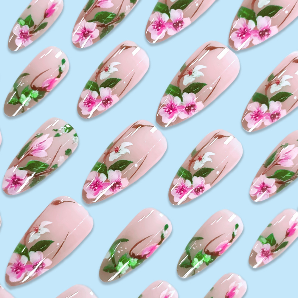 Short Almond Press on Nails 3D - Pressed Flower Art avaliação e preço