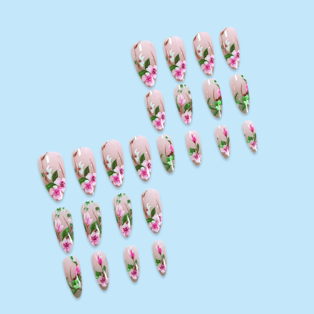 Short Almond Press on Nails 3D - Pressed Flower Art avaliação e preço