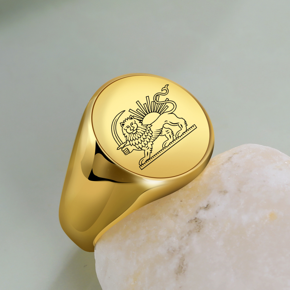 Iran Lion and Sun Finger Ring  - Initial Ring Custom avaliação e preço