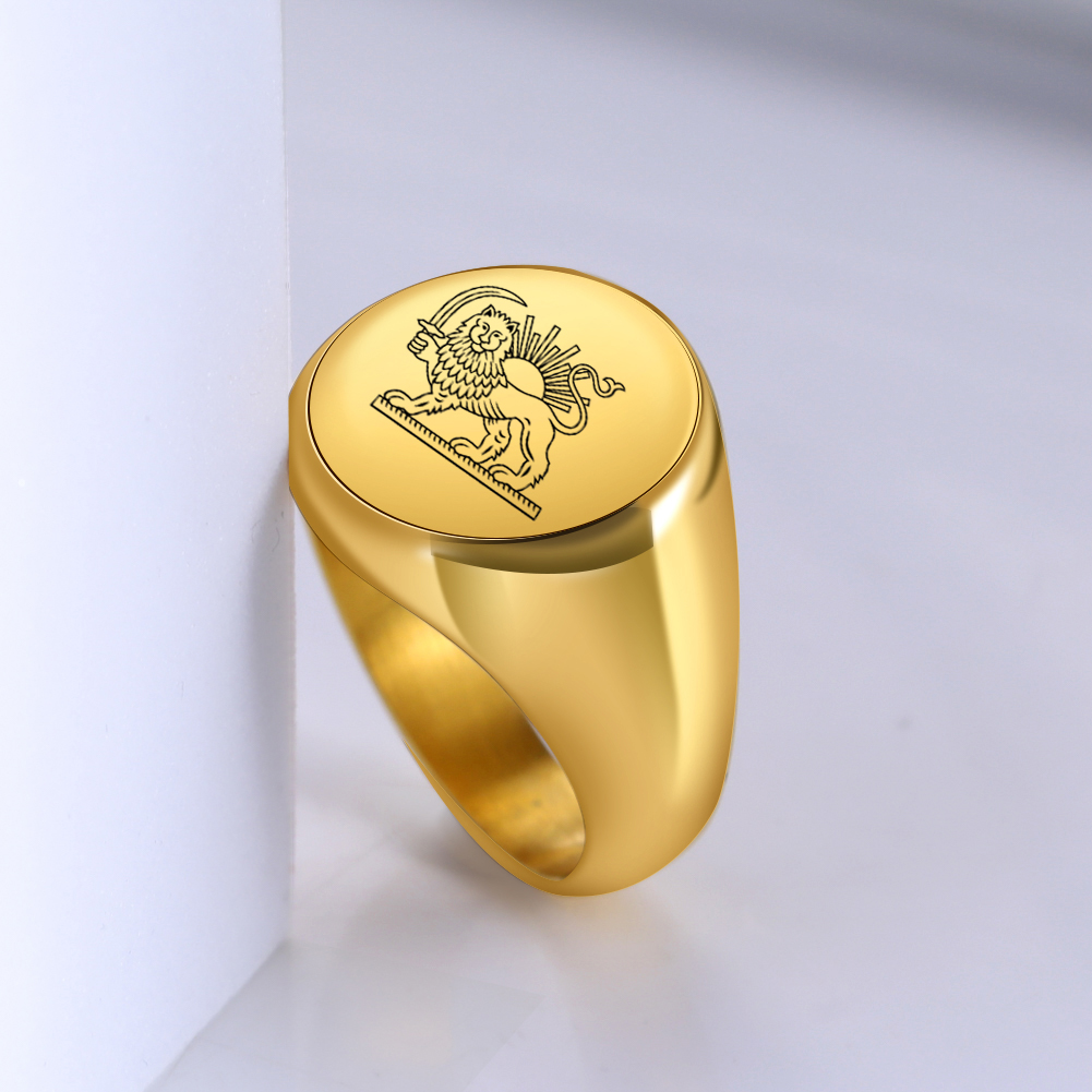 Iran Lion and Sun Finger Ring  - Initial Ring Custom avaliação e preço