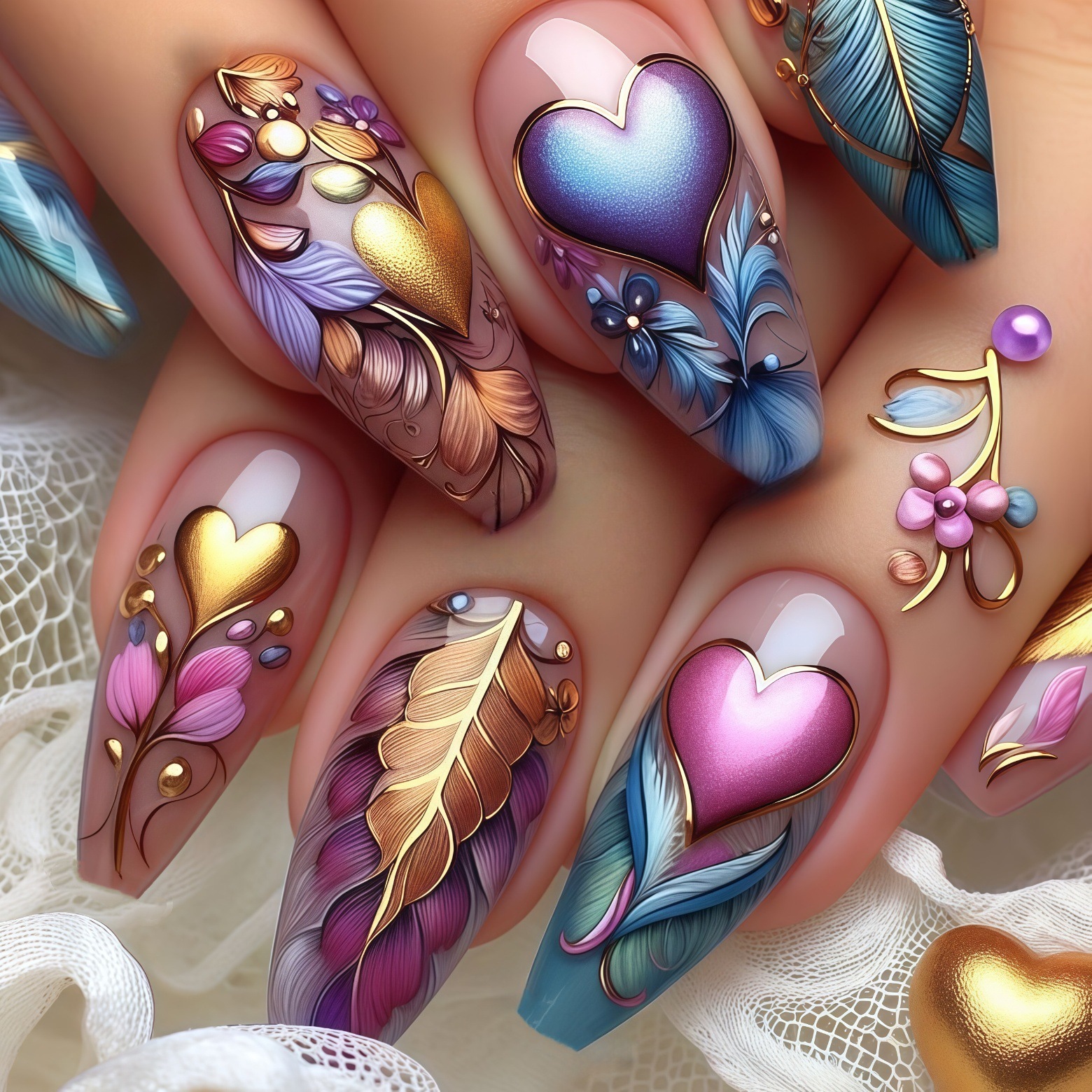 24pcs/set 3D fake nails for wo - Pressed Flower Art avaliação e preço