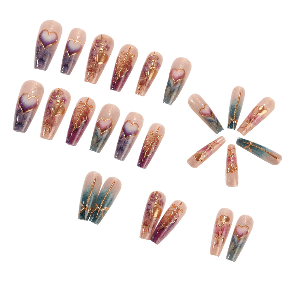24pcs/set 3D fake nails for wo - Pressed Flower Art avaliação e preço