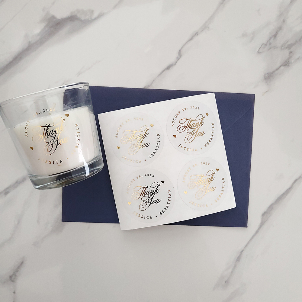 Custom 50pcs Round Gold Foil C - Personalised Candle Label avaliação e preço