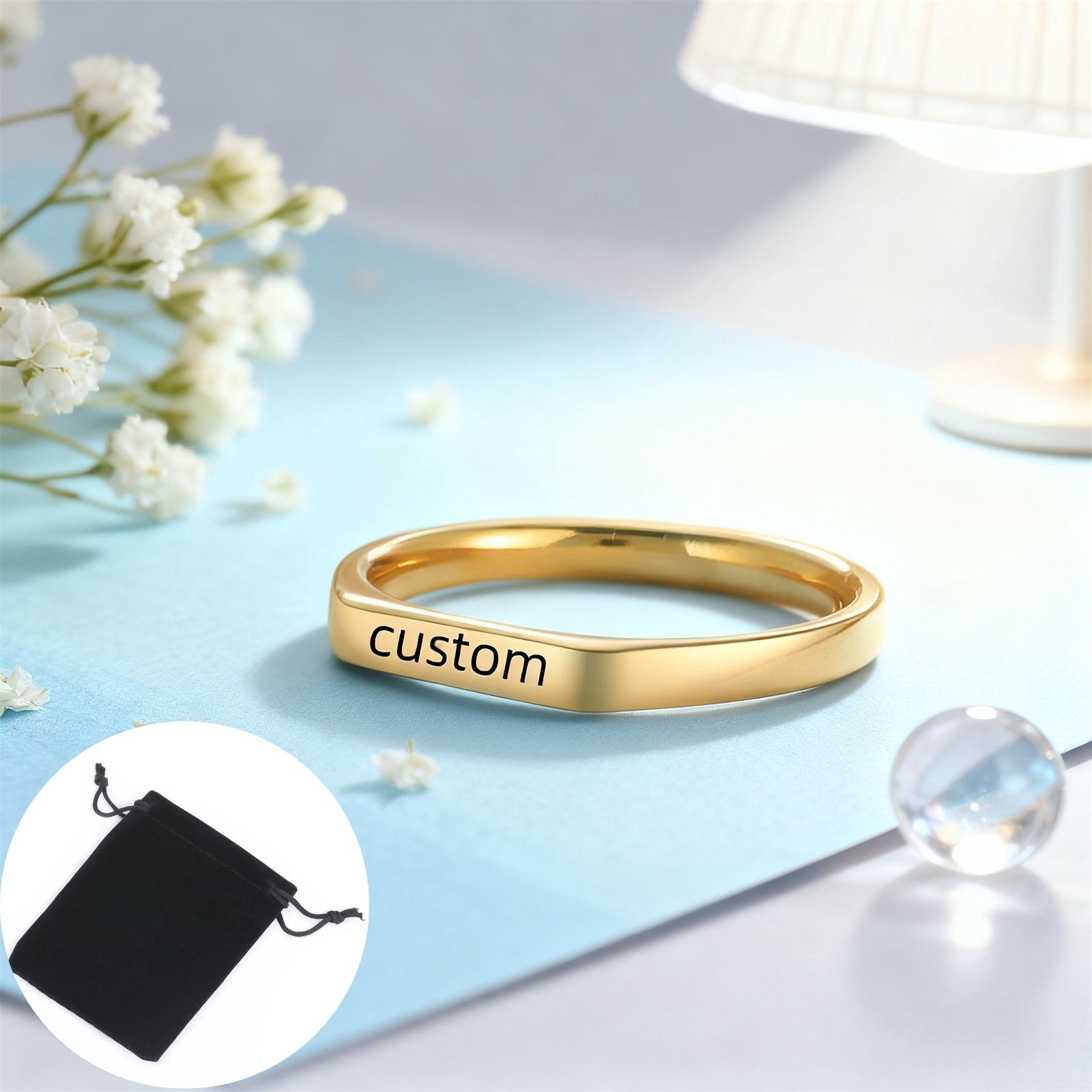 Customized Date Name Ring Stai - Initial Ring Custom avaliação e preço