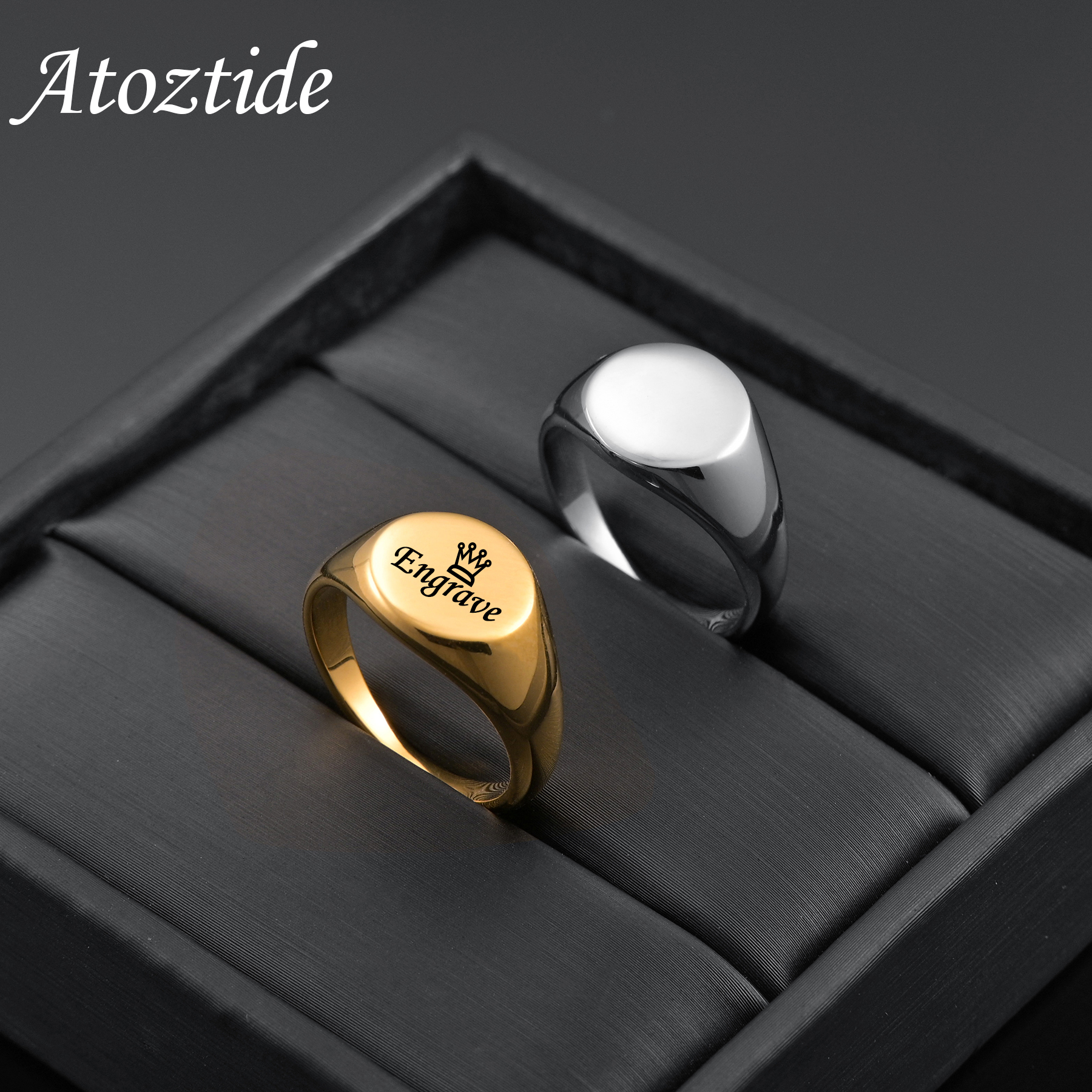 Atoztide Custom Engraved Ring  - Initial Ring Custom avaliação e preço