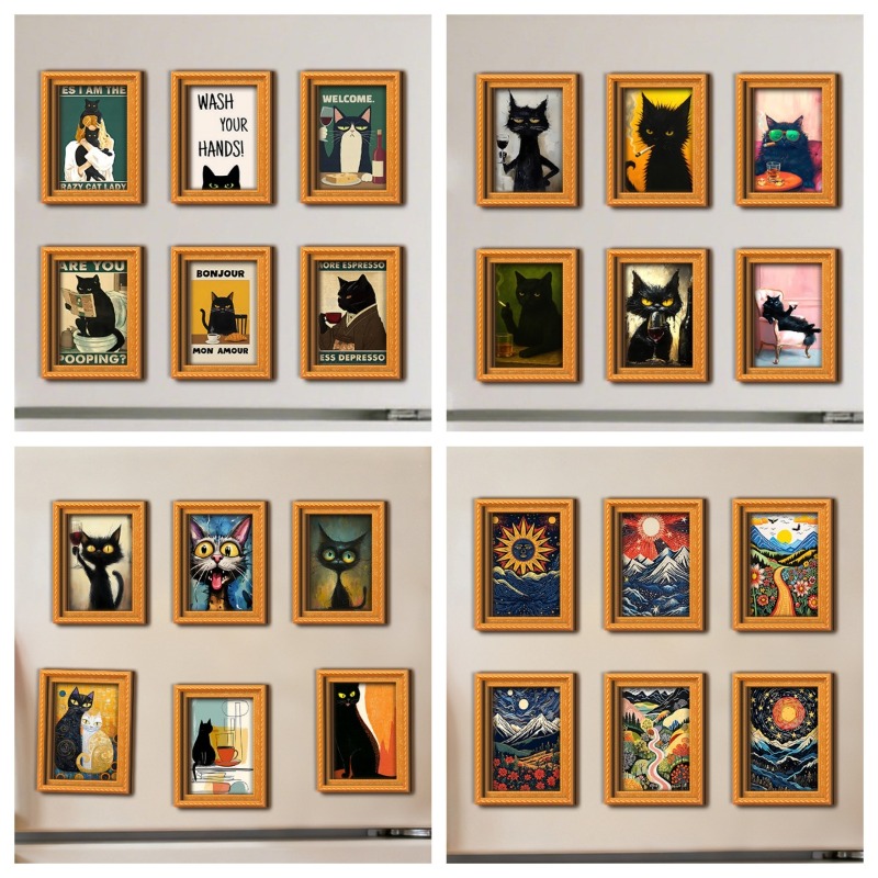 6Pcs/set Wooden Refrigerator M - Engraved Wood Frame avaliação e preço