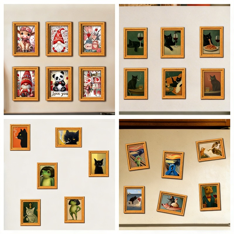 6Pcs/set Wooden Refrigerator M - Engraved Wood Frame avaliação e preço