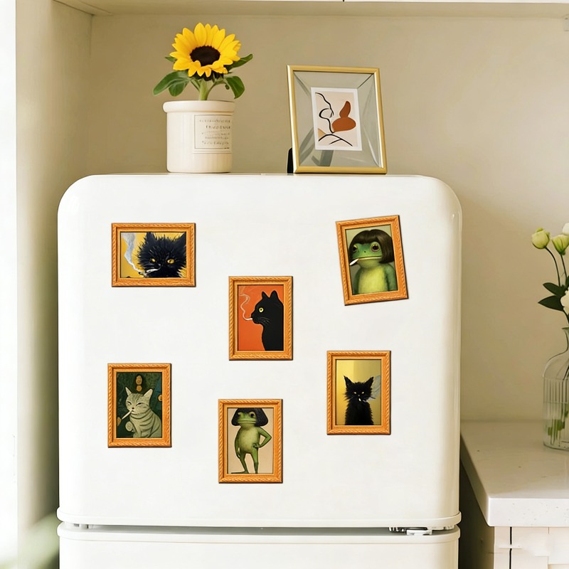 6Pcs/set Wooden Refrigerator M - Engraved Wood Frame avaliação e preço