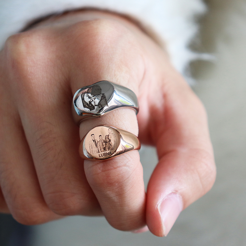 Custom Engraved Picture Logo N - Initial Ring Custom avaliação e preço