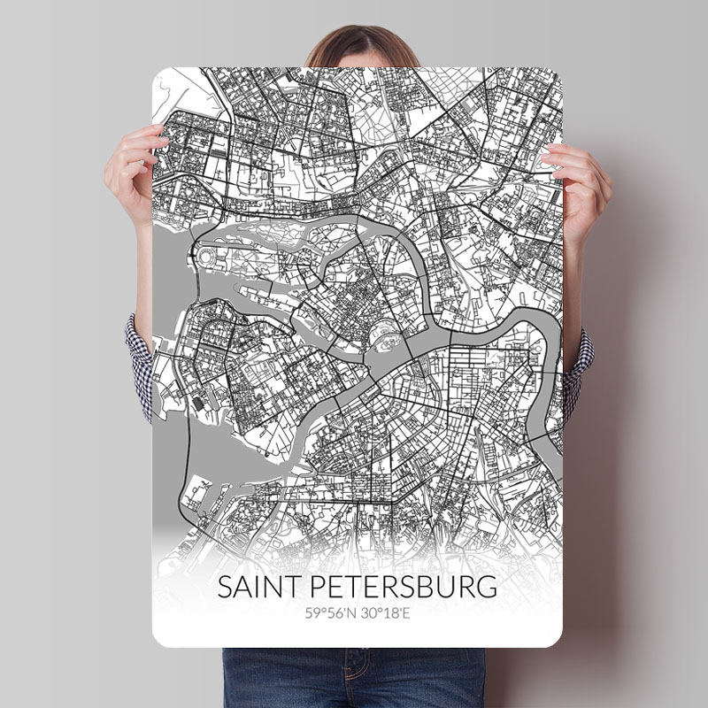 Saint Petersburg White Map Tin - Custom Map Poster avaliação e preço