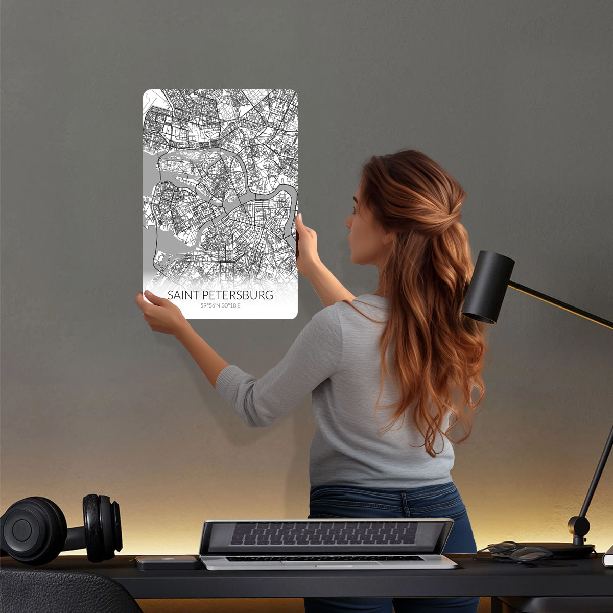 Saint Petersburg White Map Tin - Custom Map Poster avaliação e preço