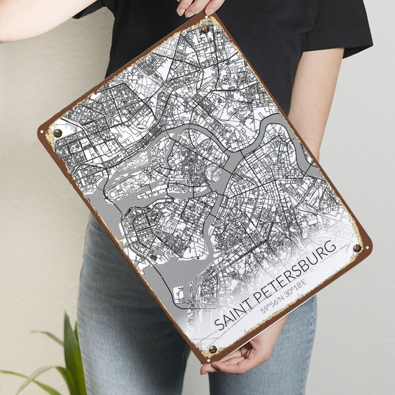Saint Petersburg White Map Tin - Custom Map Poster avaliação e preço