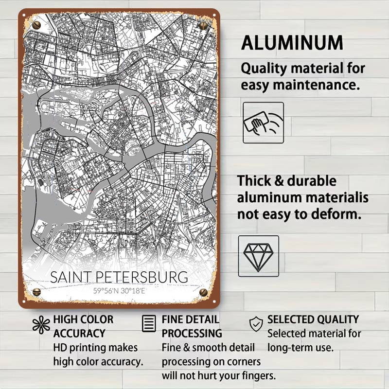 Saint Petersburg White Map Tin - Custom Map Poster avaliação e preço