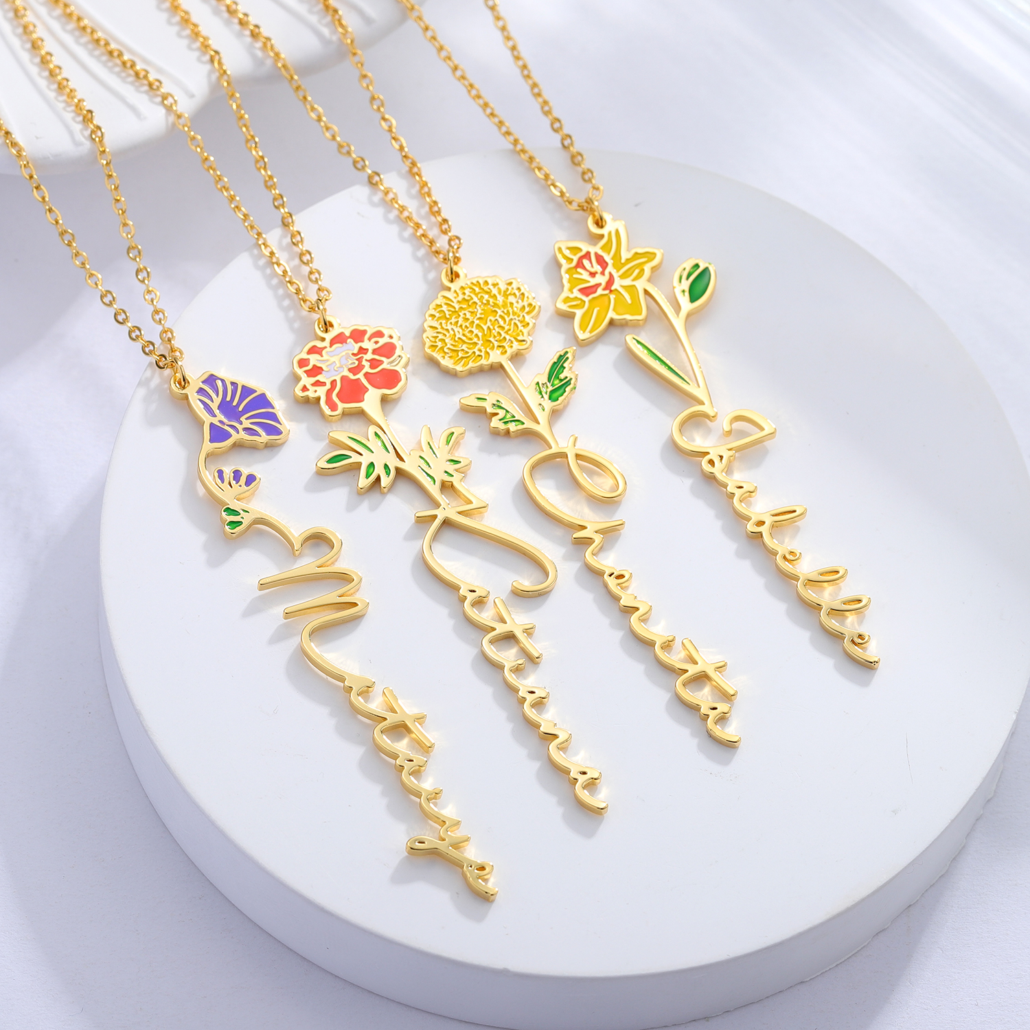 Personalized Name Necklace Wit - Birth Flower Necklace avaliação e preço