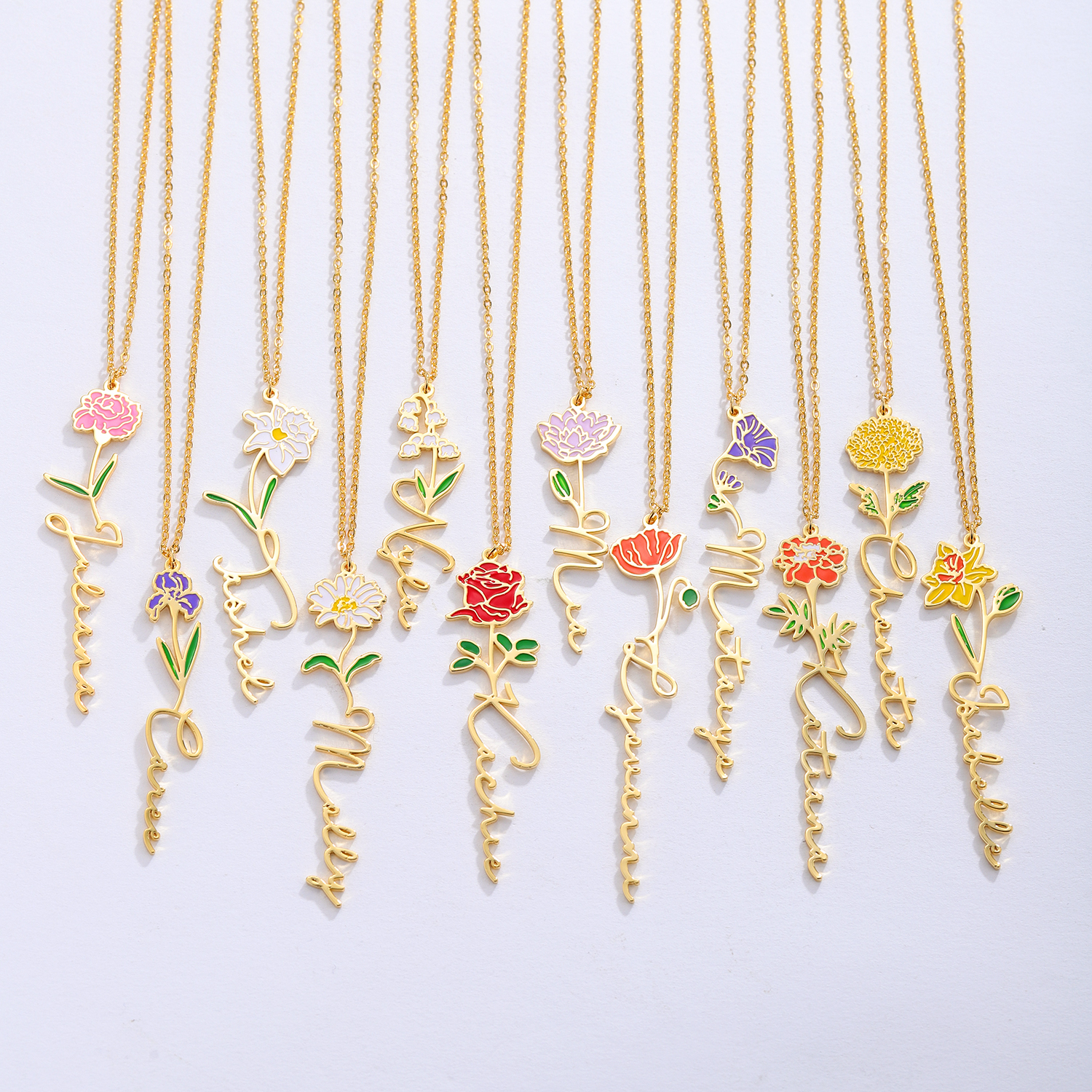 Personalized Name Necklace Wit - Birth Flower Necklace avaliação e preço