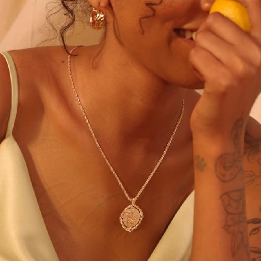 Fettero Gold Necklace for Wome - Birth Flower Necklace avaliação e preço