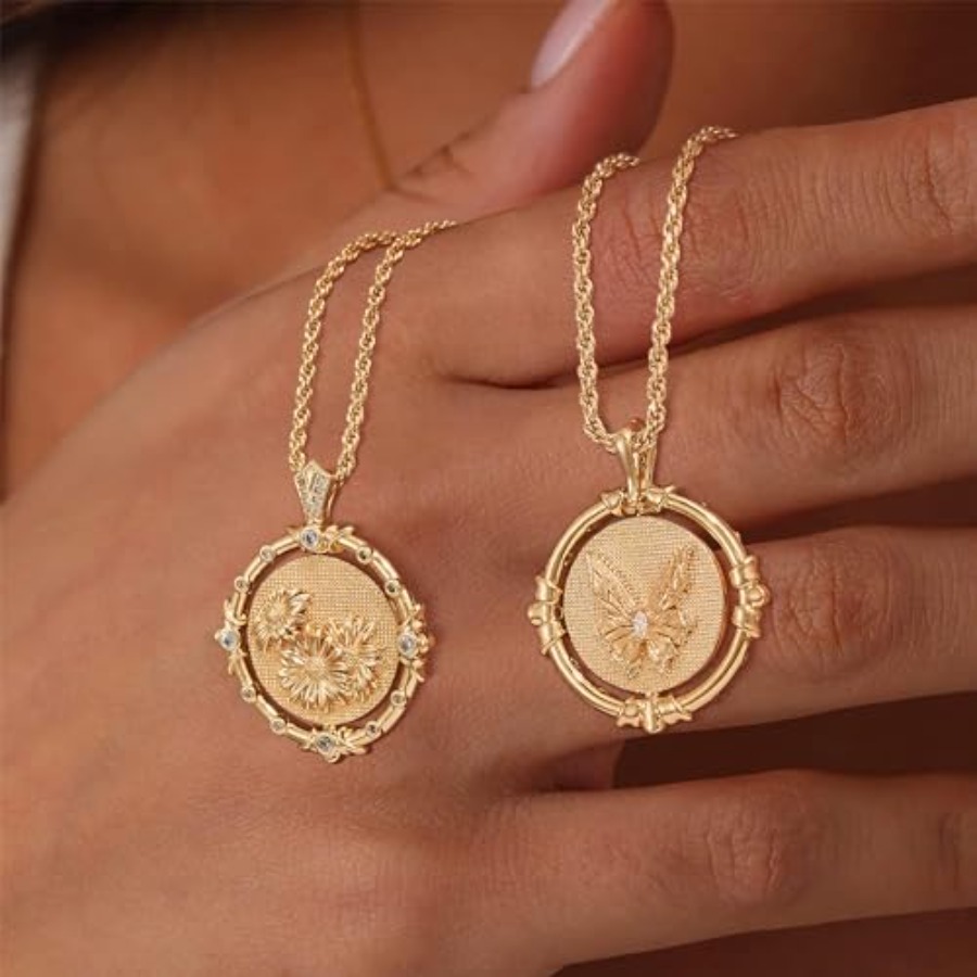 Fettero Gold Necklace for Wome - Birth Flower Necklace avaliação e preço