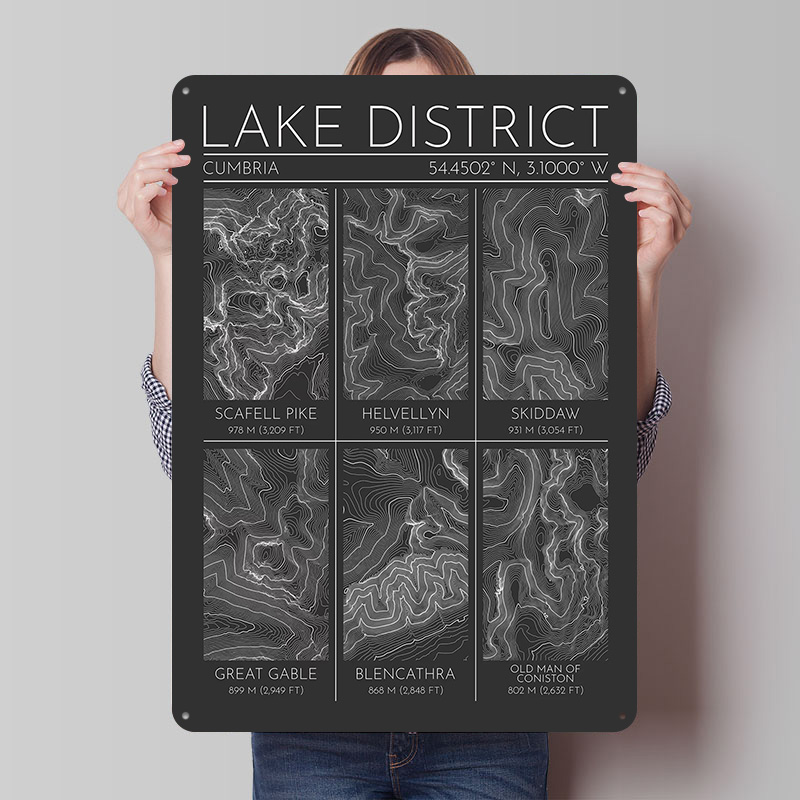 Lake District Mountains Topogr - Custom Map Poster avaliação e preço