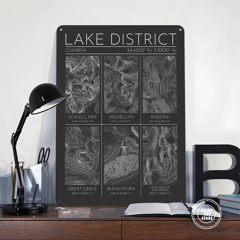 Lake District Mountains Topogr - Custom Map Poster avaliação e preço