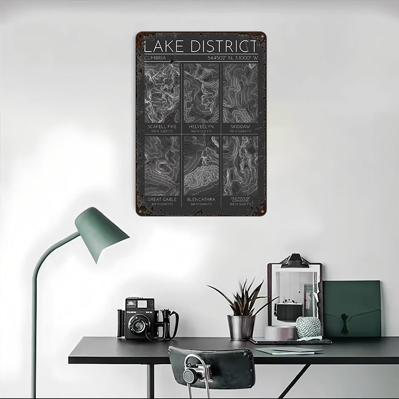 Lake District Mountains Topogr - Custom Map Poster avaliação e preço