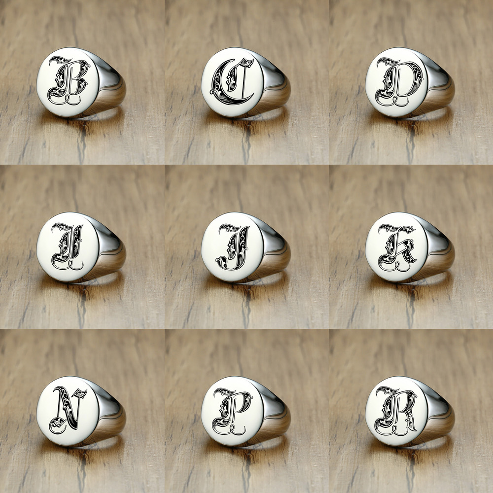 Vnox Stylish Pattern Font Init - Initial Ring Custom avaliação e preço